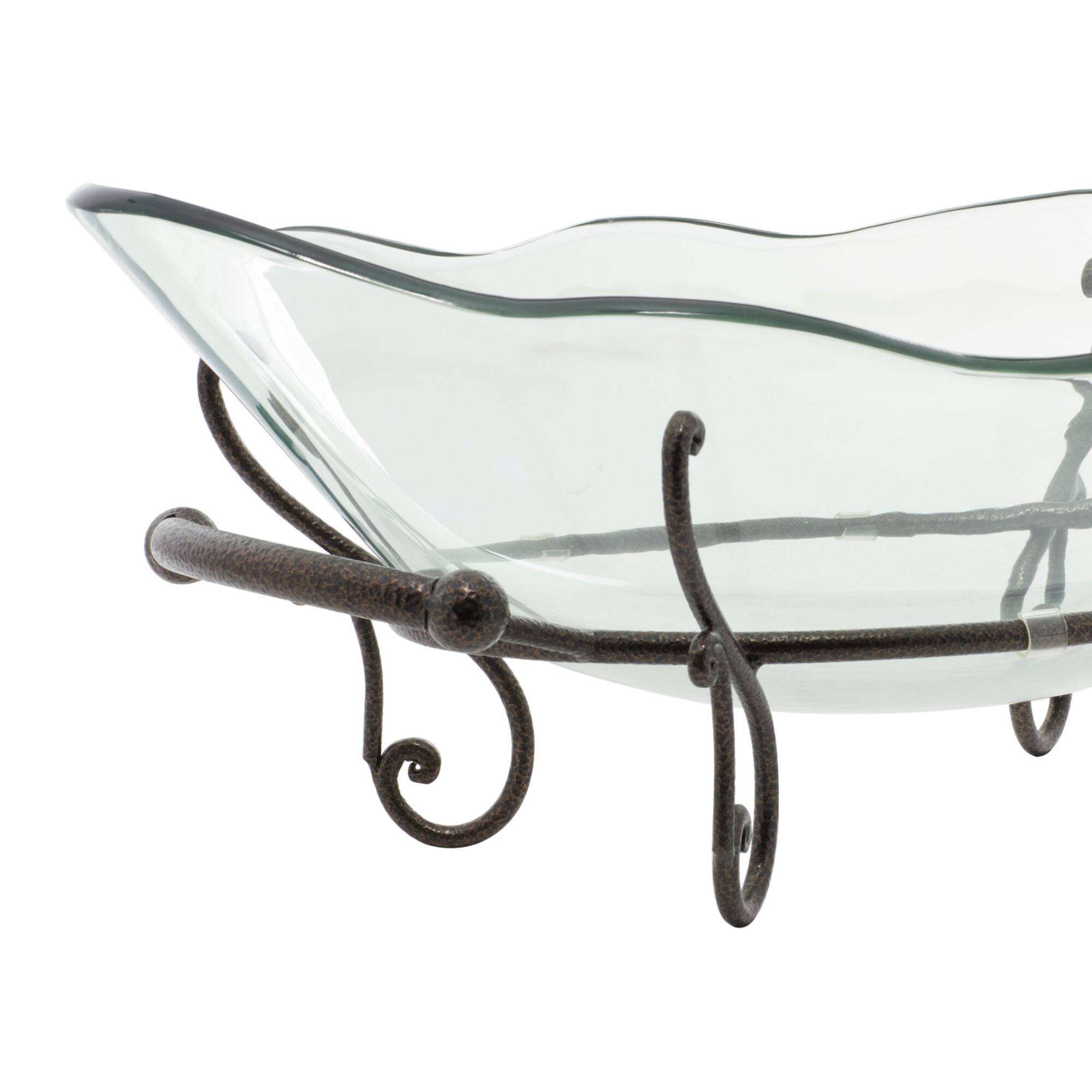 Copper Glass and Metal Traditional Serving Bowl, 9" x 23" x 14"